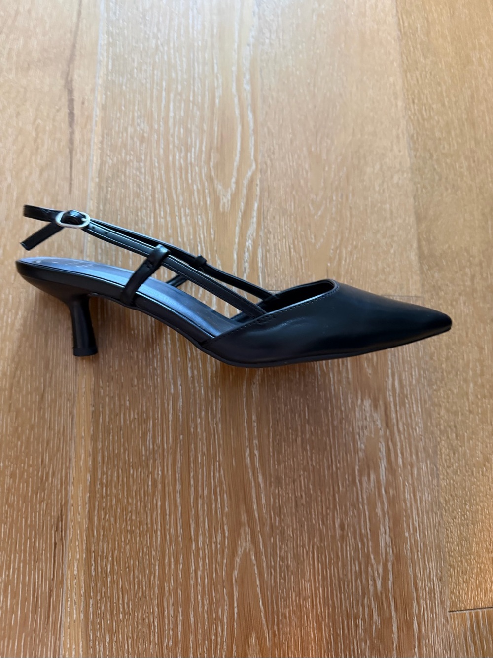 a new day Black Pointed-Toe Slingback Kitten Heels
